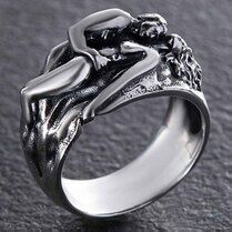 обзорное фото Серебряное кольцо Тандем любви 039041  Серебряные кольца без вставок