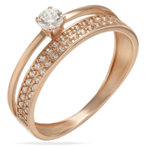 обзорное фото Золотое кольцо с фианитами 029497  Золотые кольца с фианитом
