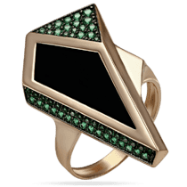 обзорное фото Золотое кольцо с агатом и нанокристаллами 030069  Золотые кольца с агатом