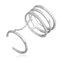 обзорное фото Серебряное кольцо с фианитами 024678  Серебряные кольца с фианитом