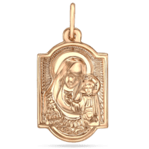 обзорное фото Золотая ладанка 585 пробы с образом "Казанская икона Божией Матери" 037659  Золотые подвески иконки