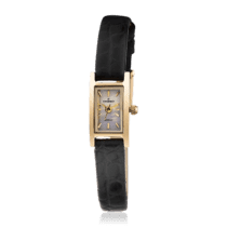 обзорное фото Часы с золотым корпусом и ремешком из натуральной кожи 036174  Женские золотые часы
