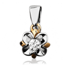 обзорное фото Кулон с бриллиантом 023164  Золотые кулоны с бриллиантами