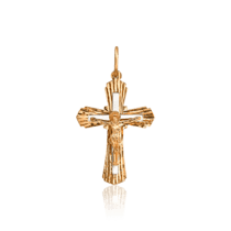 обзорное фото Нательный крест из золота Распятие 035393  Золотые крестики православные