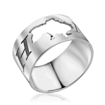 обзорное фото Широкое серебряное кольцо Украина мой Дом, карта Украины, кольцо Джоли 037260  Серебряные кольца без вставок
