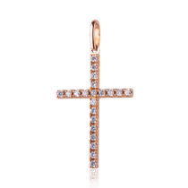 обзорное фото Золотой крестик с россыпью бриллиантов 036029  Золотые подвески