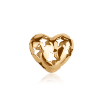 обзорное фото Золотой кулон Сердце со звездами 62076  Золотые подвески сердечка