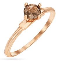 обзорное фото Лаконичное золотое кольцо дымчатым кварцем 036790  Золотые кольца