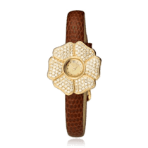 оглядове фото Жіночий золотий годинник Квітка з цирконієм 036134