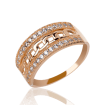 обзорное фото Золотое кольцо цепь и фианитовые дорожки 031488  Золотые кольца с фианитом