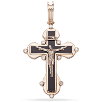 обзорное фото Золотой крест православный с эмаллю 031577  Крестики женские