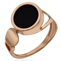 обзорное фото Золотое кольцо Мишель с черным агатом 033401  Золотые кольца с агатом