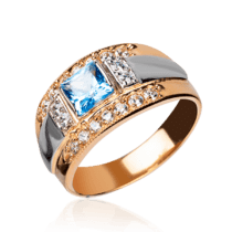 обзорное фото Кольцо из комбинированного золота Стефани с топазом 033536  Золотые кольца