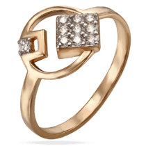 обзорное фото Золотое кольцо круглой формы с фианитами 033634  Золотые кольца